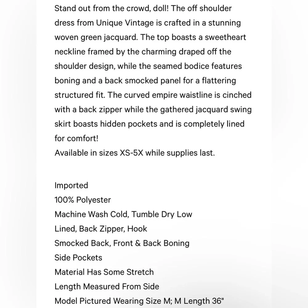 Unique Vintage 1950s Teal Green Jacquard Off Shoulder Flare Dress, Size  XL, NWT - Picture 6 of 15